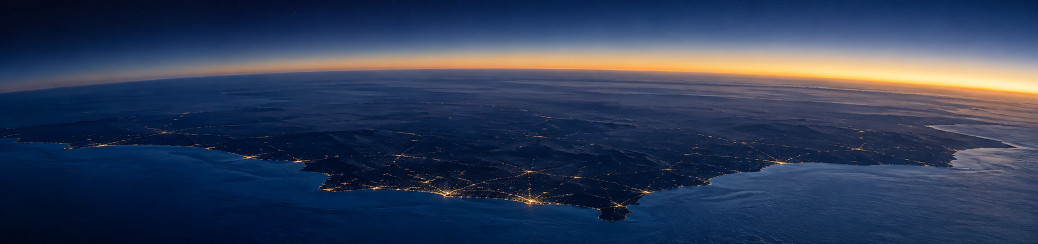 Costa brasileira vista do espaço ao amanhecer